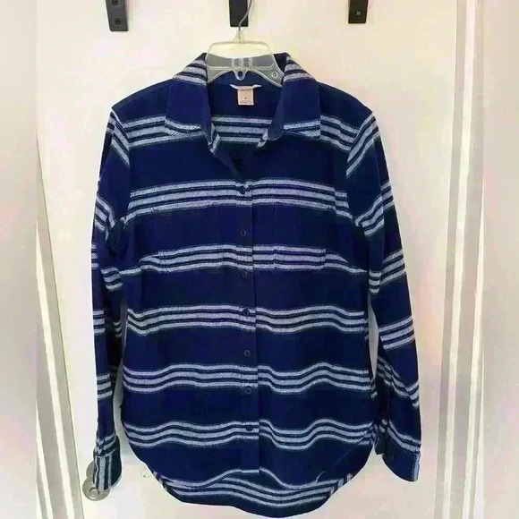 Duluth Trading Co Tops - Duluth Trading Co Women’s Medium Shirt Jacket 〰️ Shacket 〰️ Blue White S…